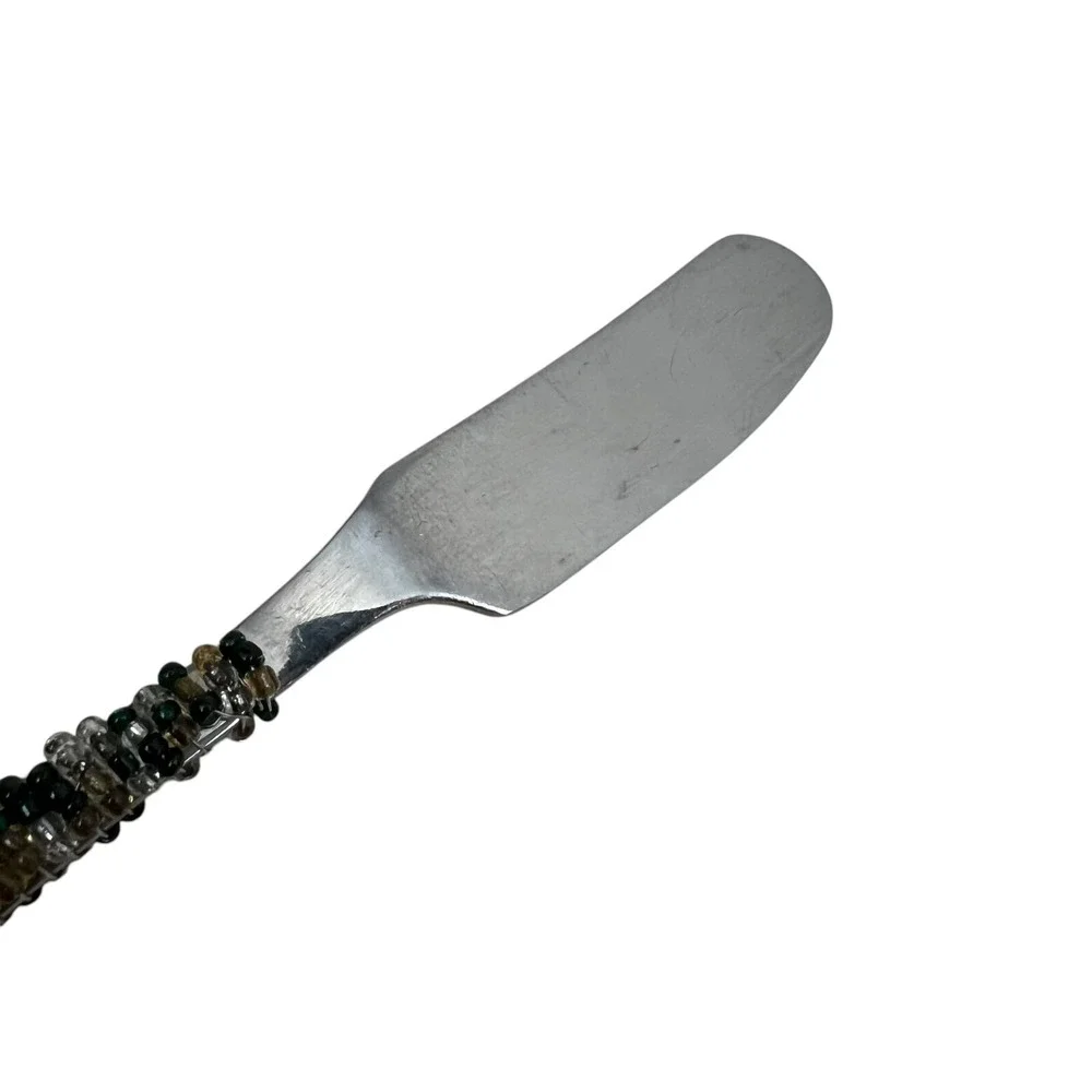 Vintage Kathy Hudson Cheese Butter Knife Beaded Wire Wrapped Utensil 5.5 in L